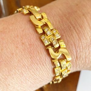 Vintage Costume Gold -Tone & Rhinestone Bracelet